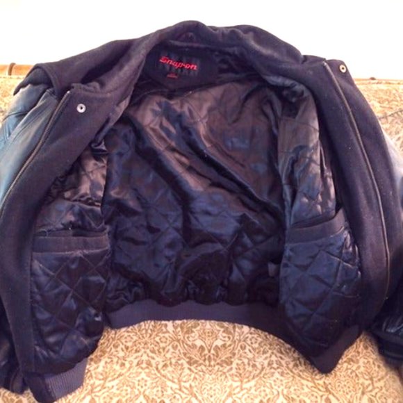SNAP-ON 75th Anniv. Men's XL Black Wool & Leather Vintage Jacket ~ (1995) ~ EVC - Picture 6 of 14